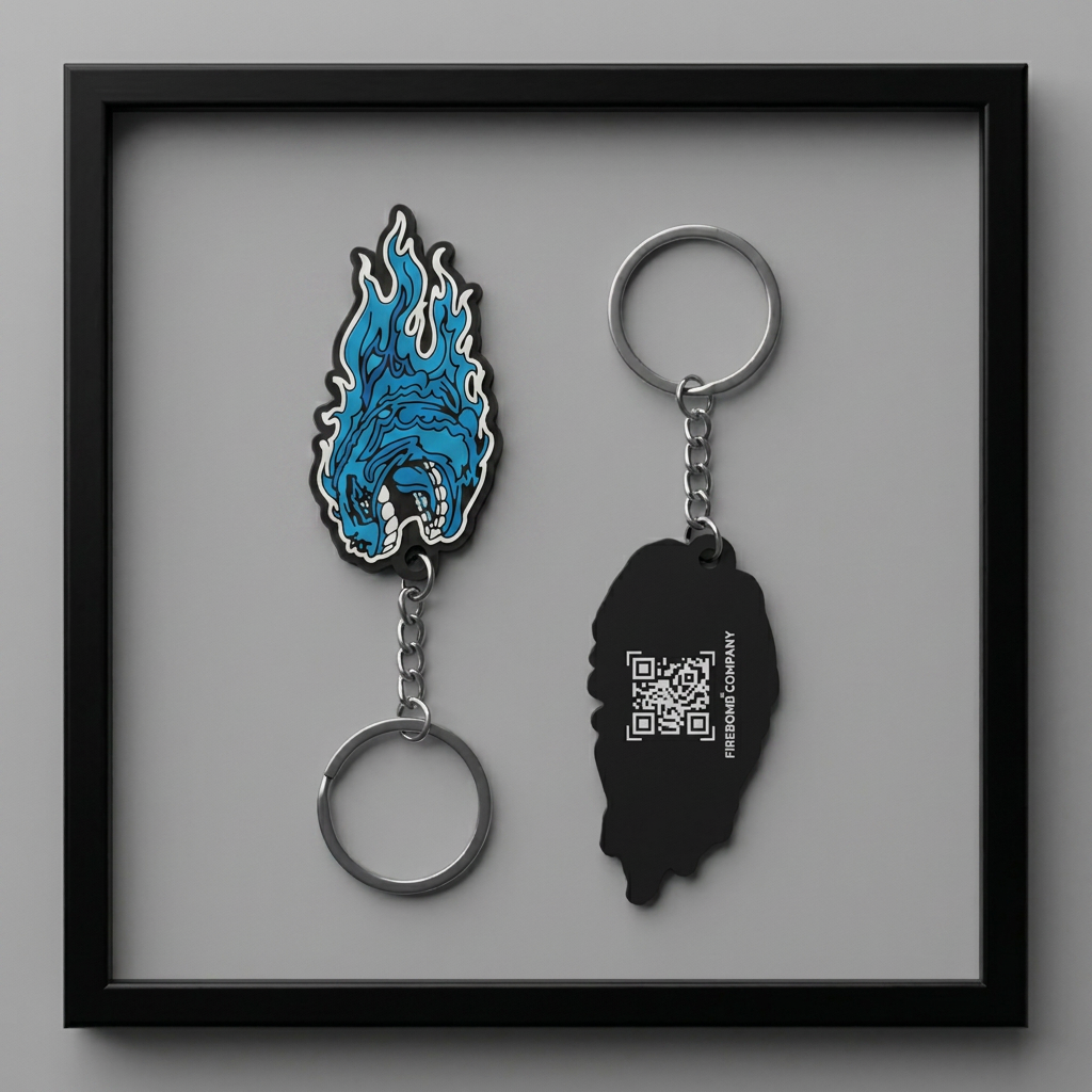 Blue Rubber Keychain