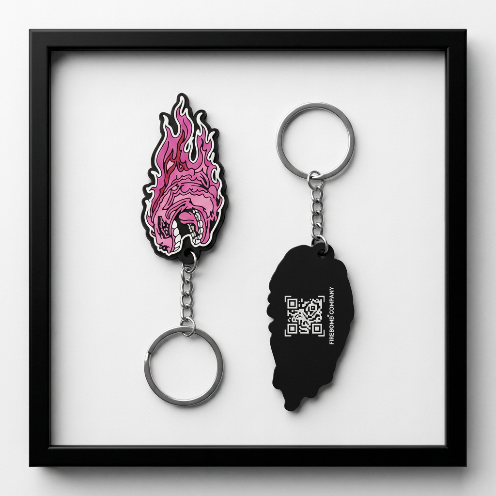 Pink Rubber Keychain