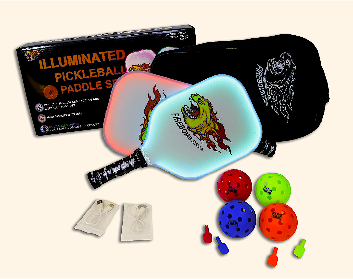 PickleBomb™ LED PickleBall Set, White